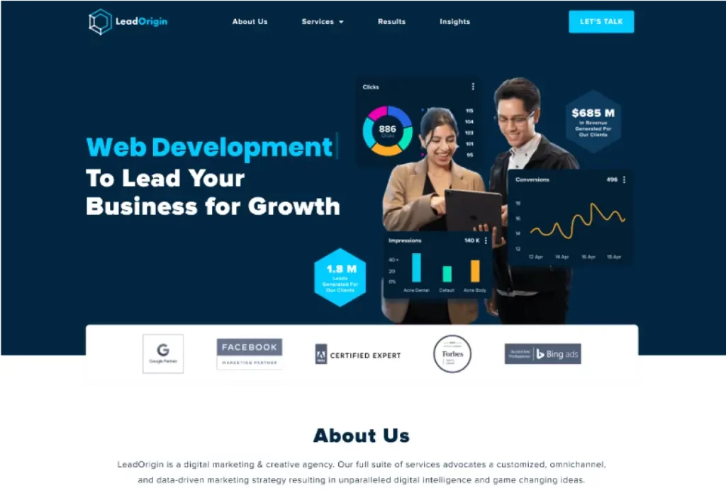 leadorigin website first fold